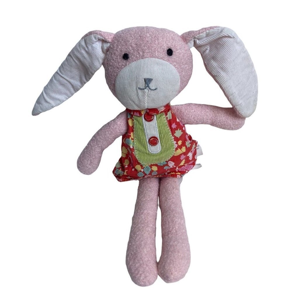 Pottery Barn Kids Pink Bunny Rabbit Plush Floral Dress Floppy Stuffed Animal